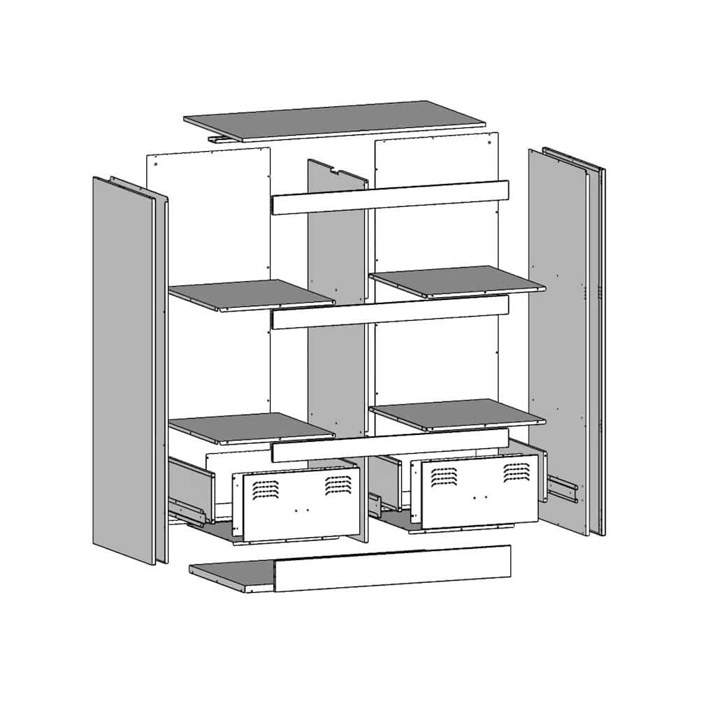 Highboard Weiß 67x39x95 cm Stahl